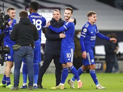Dengan hasil ini kini Leicester naik ke peirngkat kedua dengan 27 poin. Julian Finney/ Pool via AP.