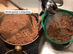 Aneh! Wanita Ini Bilas Daging Cincang yang Bikin Netizen Heran