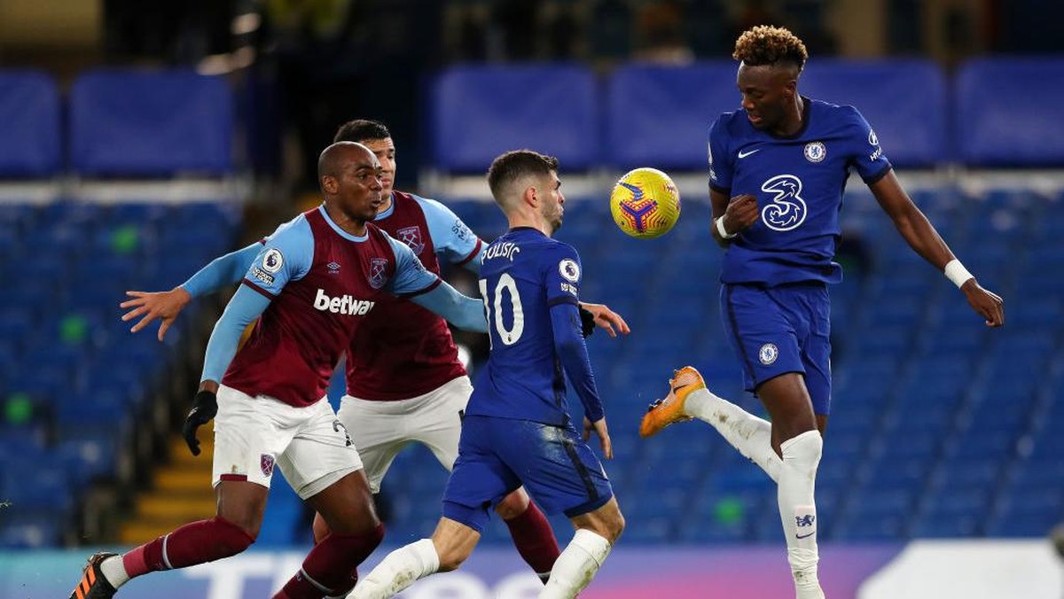 Tammy Abraham menyumbang dua gol saat Chelsea mengalahkan West Ham dalam lanjutan Liga Inggris. (Foto: Getty Images/Catherine Ivill)