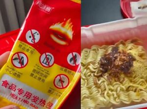 Praktis! Netizen Ini Masak Mie Instan Pakai Heat Pack