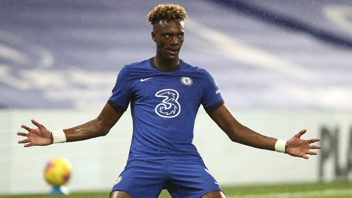 Tammy Abraham Chelseas Tammy Abraham celebrates after scoring his teams second goal during the English Premier League soccer match between Chelsea and West Ham at Stamford Bridge, London, Monday, Dec. 21, 2020. (AP Photo/Clive Rose,Pool)
