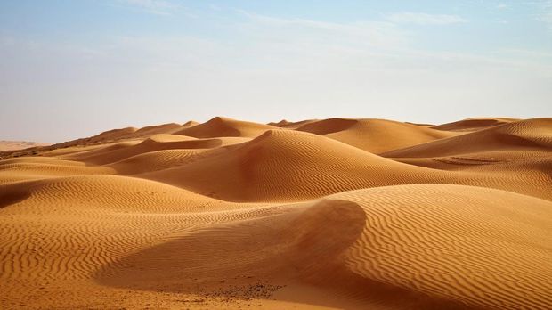 wind blowing on the desert dunes of Oman