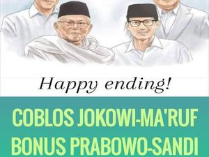 Viral Meme Happy Ending Jokowi-Maruf dan Prabowo-Sandi