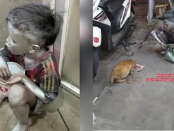 Bocah Silver Ini Menahan Lapar Demi Beri Makan Kucing Jalanan
