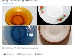 Disebut Motif Piring Orang Miskin, Netizen Pamer Piring di Twitter