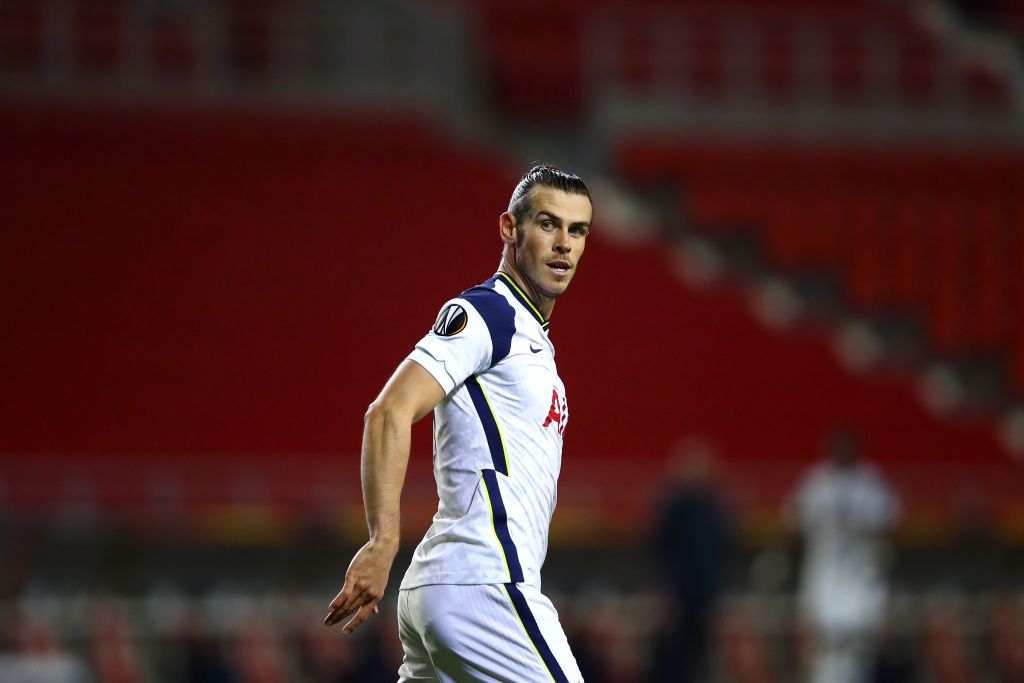 ANTWERPEN, BELGIUM - OCTOBER 29: Gareth Bale of Tottenham Hotspur Football Club looks on during the UEFA Europa League Group J stage match between Royal Antwerp and Tottenham Hotspur at Bosuilstadion on October 29, 2020 in Antwerpen, Belgium. (Photo by Dean Mouhtaropoulos/Getty Images)
