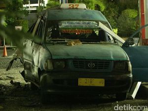 Begini Kondisi Angkot yang Meledak di SPBU Margonda