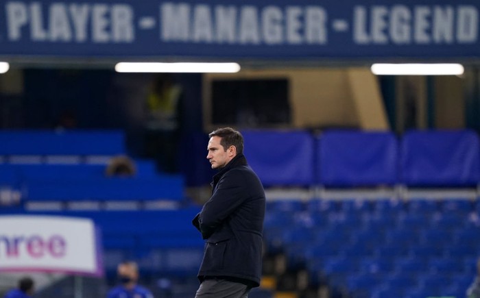 LONDON, ENGLAND - DECEMBER 28: Frank Lampard, Manager of Chelsea looks on ahead of the Premier League match between Chelsea and Aston Villa at Stamford Bridge on December 28, 2020 in London, England. The match will be played without fans, behind closed doors as a Covid-19 precaution. (Photo by John Walton - Pool/Getty Images)