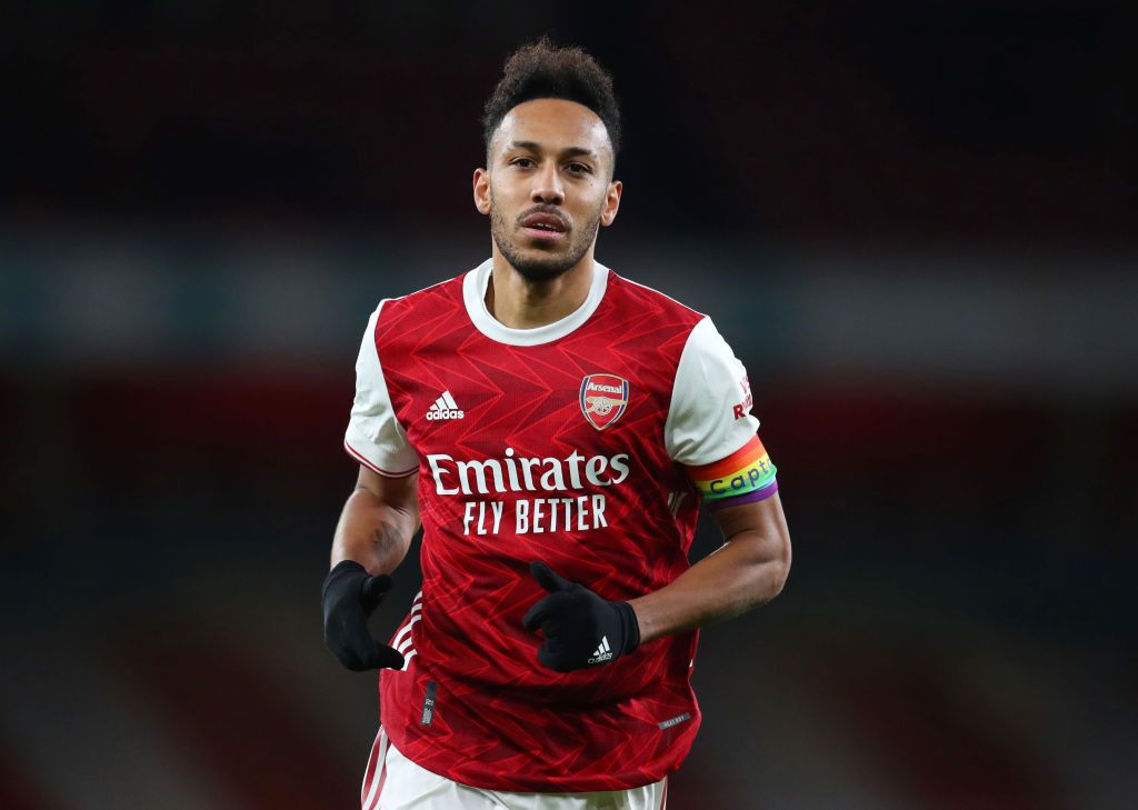 LONDON, ENGLAND - DECEMBER 13: Pierre-Emerick Aubameyang of Arsenal during the Premier League match between Arsenal and Burnley at Emirates Stadium on December 13, 2020 in London, England. A limited number of spectators (2000) are welcomed back to stadiums to watch elite football across England. This was following easing of restrictions on spectators in tiers one and two areas only. (Photo by Catherine Ivill/Getty Images )