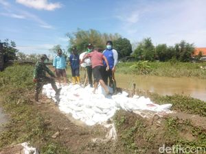 Diterjang Hujan Deras, 3 Titik Tanggul di Lamongan Jebol