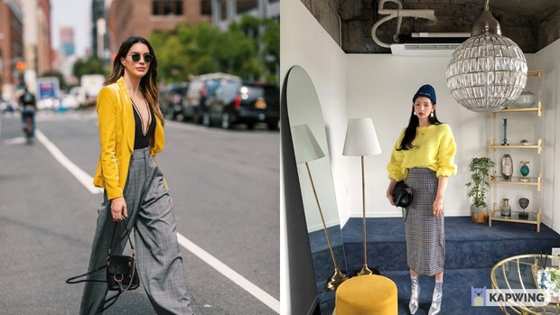 Inspirasi Fashion 2021 dengan Warna  Kuning  Cerah  dan Abu 