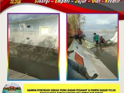 Puing Diduga Badan Pesawat Ditarik ke Dermaga Pelabuhan KSOP Kumai