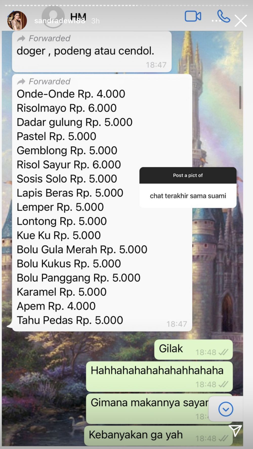 screenshoot WA Sandra Dewi