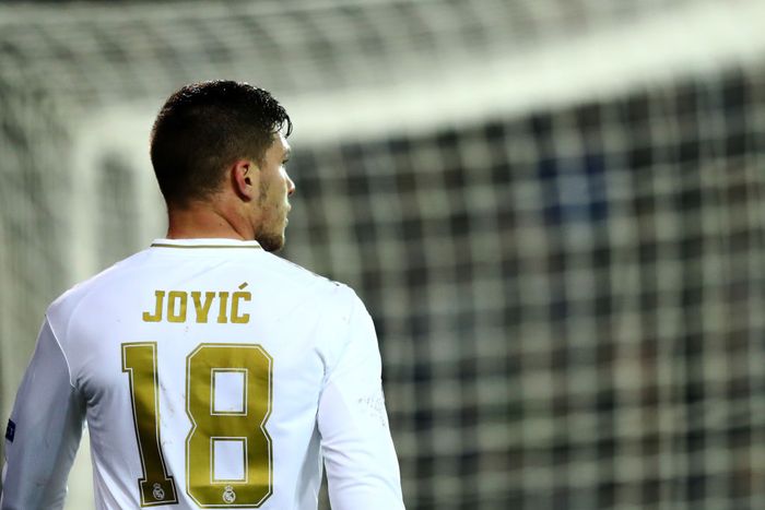 Luka Jovic BRUGGE, BELGIUM - DECEMBER 11: Luka Jovic of Real Madrid looks dejected after being substituted during the UEFA Champions League group A match between Club Brugge KV and Real Madrid at Jan Breydel Stadium on December 11, 2019 in Brugge, Belgium. (Photo by Dean Mouhtaropoulos/Getty Images)