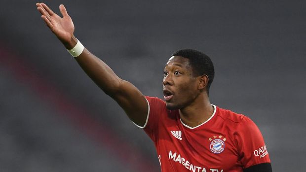 Bayern Munich's Austrian defender David Alaba reacts during the German first division Bundesliga football match FC Bayern Munich v RB Leipzig in Munich, southern Germany on December 5, 2020. (Photo by ANDREAS GEBERT / POOL / AFP) / DFL REGULATIONS PROHIBIT ANY USE OF PHOTOGRAPHS AS IMAGE SEQUENCES AND/OR QUASI-VIDEO