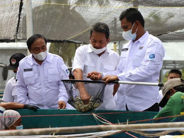 Trenggono Resmikan Tambak Udang di Karawang