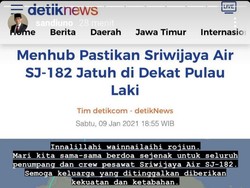 Menparekraf Sandi Ajak Traveler Berdoa untuk Penumpang Sriwijaya Air