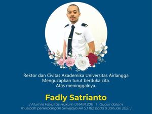 Kru Sriwijaya Air SJ182 Fadly Satrianto Alumnus Unair, Civitas Berdukacita Kru Sriwijaya Air SJ182 Fadly Satrianto Alumnus Unair, Civitas Berdukacita