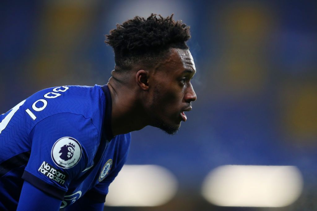 LONDON, ENGLAND - DECEMBER 28: Callum Hudson-Odoi of Chelsea looks on during the Premier League match between Chelsea and Aston Villa at Stamford Bridge on December 28, 2020 in London, England. The match will be played without fans, behind closed doors as a Covid-19 precaution. (Photo by Catherine Ivill/Getty Images)