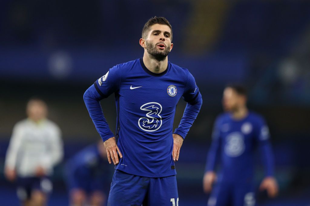 LONDON, ENGLAND - DECEMBER 28: Christian Pulisic of Chelsea in action during the Premier League match between Chelsea and Aston Villa at Stamford Bridge on December 28, 2020 in London, England. (Photo by Richard Heathcote/Getty Images)