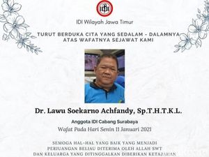 Dokter THT RSUD Soewandhie Meninggal Positif COVID-19 Tertular dari PRT