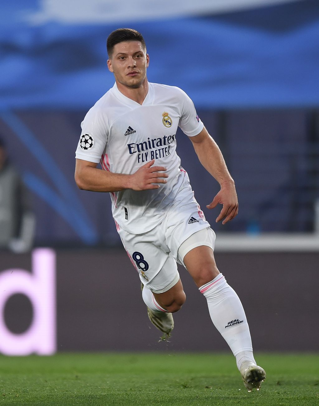 MADRID, SPAIN - OCTOBER 21: Luka Jovic of Real Madrid runs during the UEFA Champions League Group B stage match between Real Madrid and Shakhtar Donetsk at Estadio Alfredo Di Stefano on October 21, 2020 in Madrid, Spain. (Photo by Denis Doyle/Getty Images)