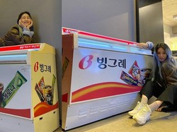 Mimi Oh My Girl Bahagia Dapat Kiriman Sekulkas Es Krim dari Binggrae
