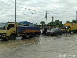 Pantura Perbatasan Tegal-Pemalang Tergenang Banjir, Lalin Tersendat