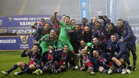 Ekspresi kebahagiaan terpancar jelas di wajah Kylian Mbappe dkk.