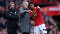 Jose Mourinho pernah menyebut Marcus Rashford tidak akan pernah jadi striker utama MU. Tampaknya kini sedang terjadi dan Rashford dikabarkan mau cabut (Getty Images)