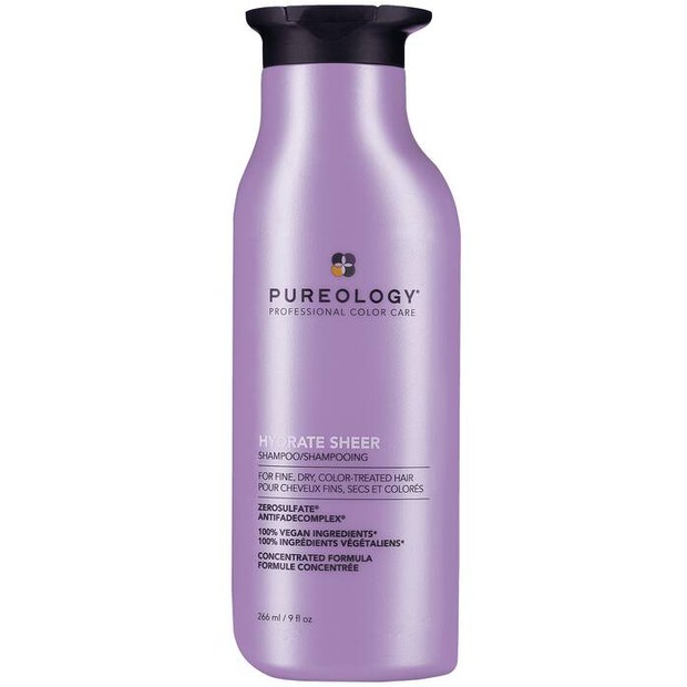 Pureology Hydrate Sheer Shampoo/Pureology.com sampo dari Pureology ini cocok untuk rambut yang diwarnai karena dapat melembutkan rambut kering yang diwarnai.