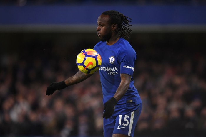 LONDON, ENGLAND - FEBRUARY 12:  Victor Moses of Chelsea in action during the Premier League match between Chelsea and West Bromwich Albion at Stamford Bridge on February 12, 2018 in London, England.  (Photo by Mike Hewitt/Getty Images)