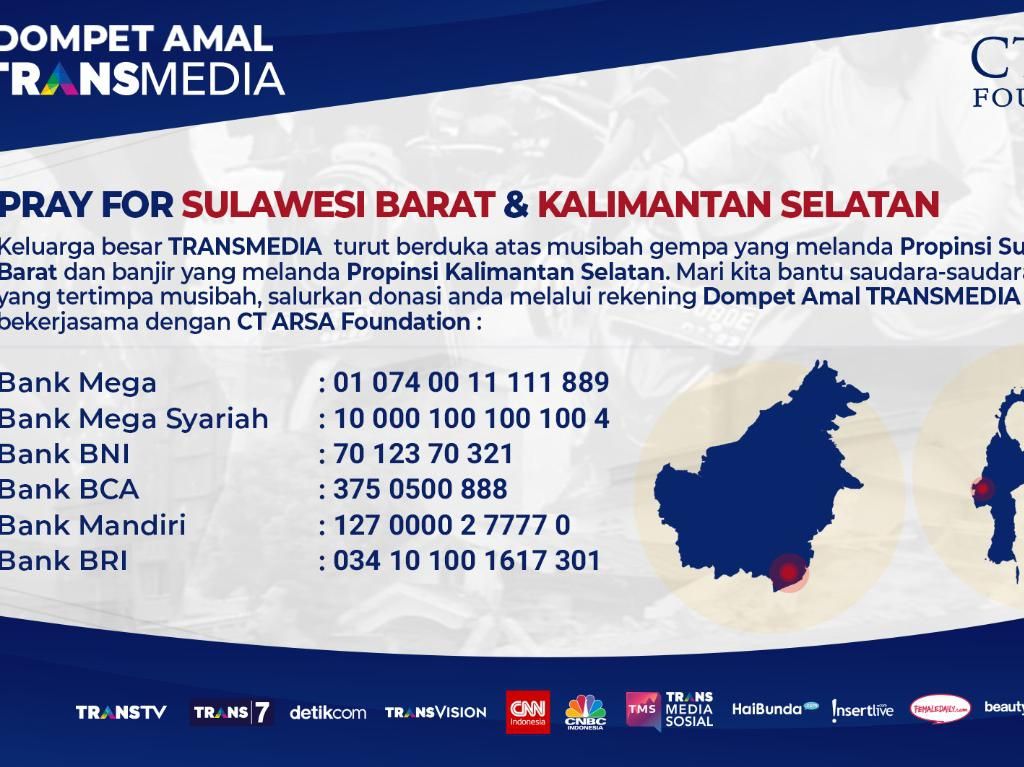 TRANSMEDIA dan CT ARSA Foundation Galang Dana untuk Sulbar-Kalsel TRANSMEDIA dan CT ARSA Foundation Galang Dana untuk Sulbar-Kalsel