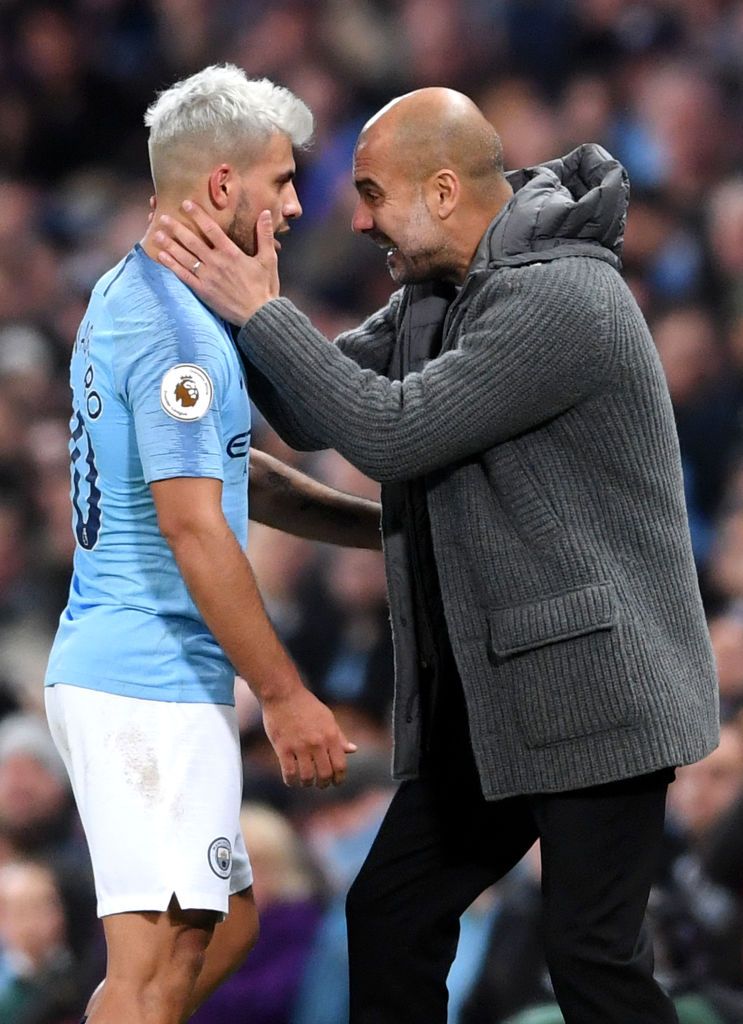 MANCHESTER, ENGLAND - OCTOBER 17: Sergio Aguero of Manchester City in action during the Premier League match between Manchester City and Arsenal at Etihad Stadium on October 17, 2020 in Manchester, England. Sporting stadiums around the UK remain under strict restrictions due to the Coronavirus Pandemic as Government social distancing laws prohibit fans inside venues resulting in games being played behind closed doors. (Photo by Michael Regan/Getty Images)