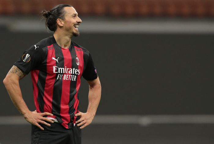 Zlatan Ibrahimovic MILAN, ITALY - OCTOBER 29: Zlatan Ibrahimovic of AC Milan smiles during the UEFA Europa League Group H stage match between AC Milan and AC Sparta Praha at San Siro Stadium on October 29, 2020 in Milan, Italy. (Photo by Emilio Andreoli/Getty Images)