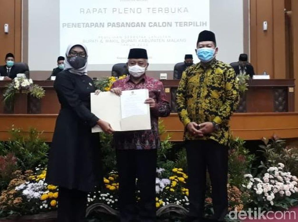 KPU Kab Malang Tetapkan Paslon Bupati dan Wakil Bupati Malang Terpilih