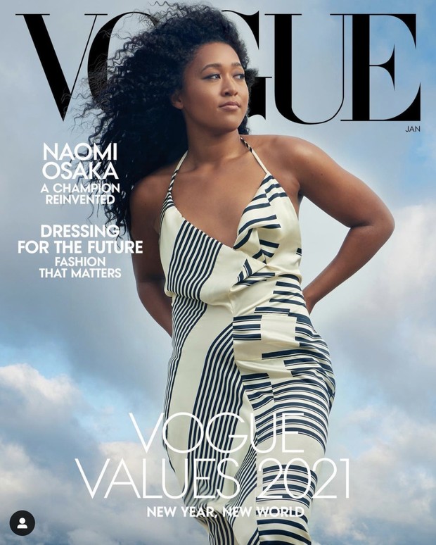 Naomi Osaka sebagai cover Vogue edisi Januari 2021.