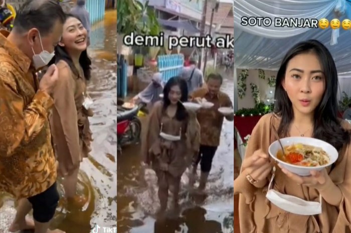 kondangan di tengah banjir Makan di Kondangan yang Kena Banjir