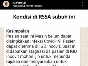 Beredar Kabar soal Stagnasi Pasien COVID-19, RSSA Malang Membantahnya