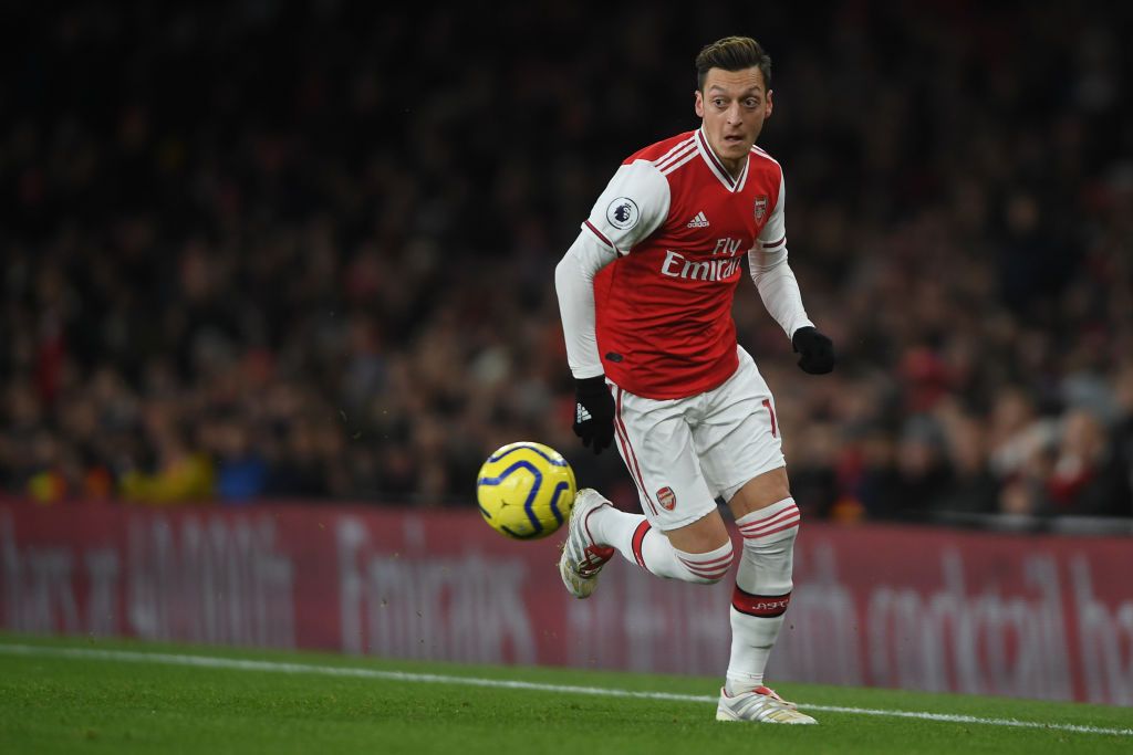 LONDON, ENGLAND - DECEMBER 05: Mesut Ozil of Arsenal in action during the Premier League match between Arsenal FC and Brighton & Hove Albion at Emirates Stadium on December 05, 2019 in London, United Kingdom. (Photo by Mike Hewitt/Getty Images)