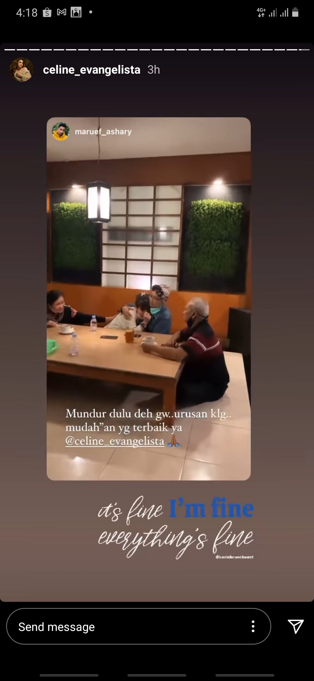 Celine Evangelista menangis dalam pelukan ibunda