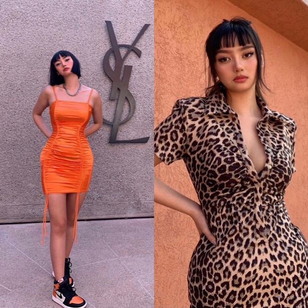 Nika mengenakan body fit dress yang feminin dan seksi.