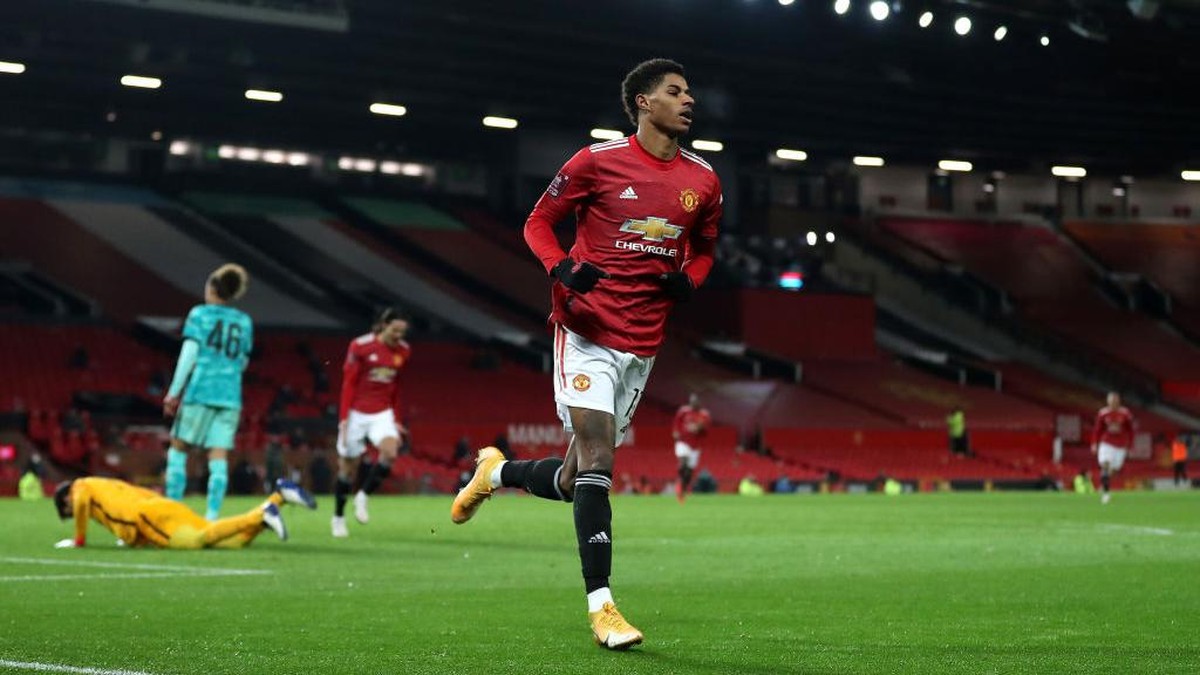Pemain Manchester United, Marcus Rashford, digoda Puma. (Foto: Getty Images/Pool)