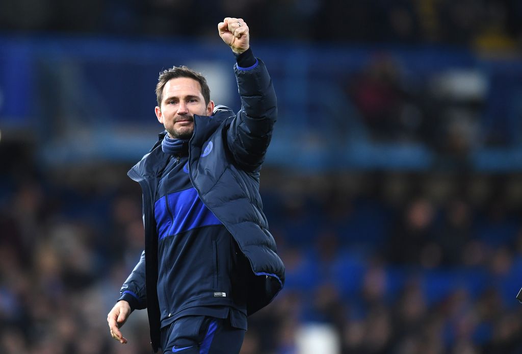 LONDON, ENGLAND - MARCH 03: Frank Lampard, Manager of Chelsea celebrates victory during the FA Cup Fifth Round match between Chelsea FC and Liverpool FC at Stamford Bridge on March 03, 2020 in London, England. (Photo by Shaun Botterill/Getty Images)