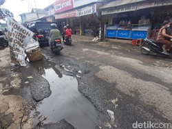 Jl Raya Pabuaran Bogor Rusak-Berlubang, Spanduk Satire: Awas Ada Lele!