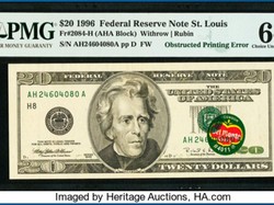 Gokil! Uang US$ 20 Berstiker Ini Dilelang Rp 5 M