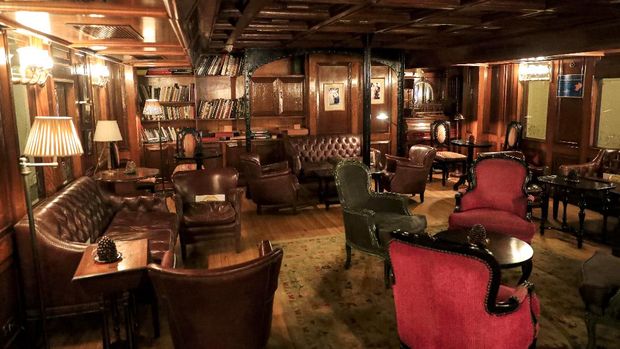 This picture taken on January 3, 2021 shows a view of the lobby of the Nile steam ship 