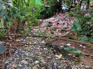 Waduh, Sampah Menumpuk di Pinggir Empang Jatimakmur