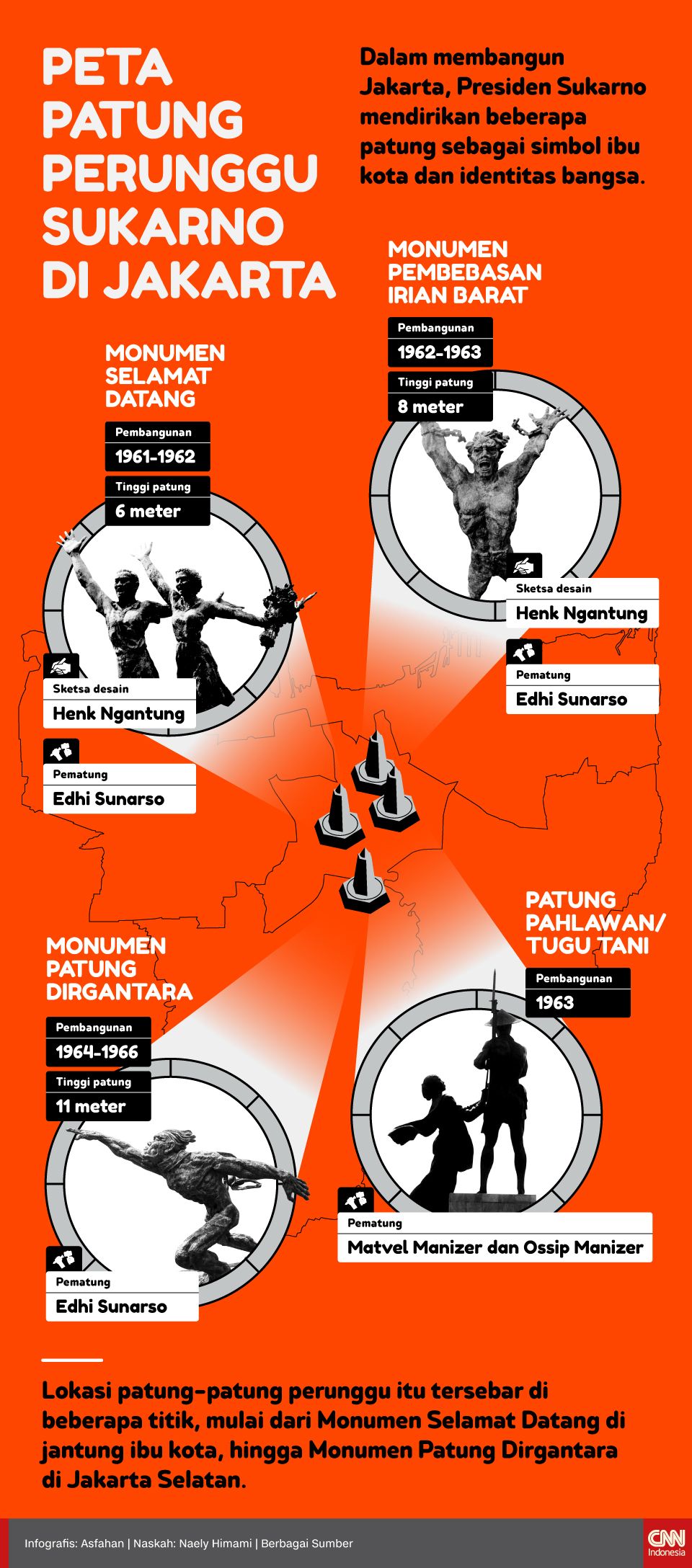 Infografis Peta Patung Perunggu Sukarno di Jakarta