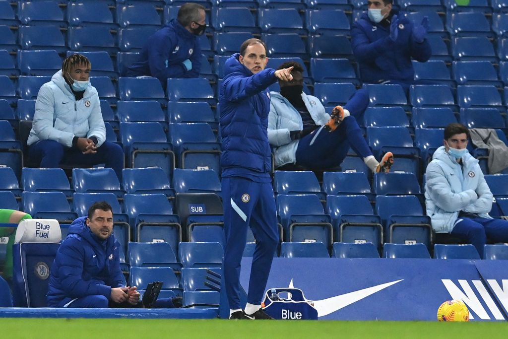 LONDON, ENGLAND - JANUARY 27: Thomas Tuchel, Manager of Chelsea during the Premier League match between Chelsea and Wolverhampton Wanderers at Stamford Bridge on January 27, 2021 in London, England. Sporting stadiums around the UK remain under strict restrictions due to the Coronavirus Pandemic as Government social distancing laws prohibit fans inside venues resulting in games being played behind closed doors. (Photo by Neil Hall - Pool/Getty Images 2021)